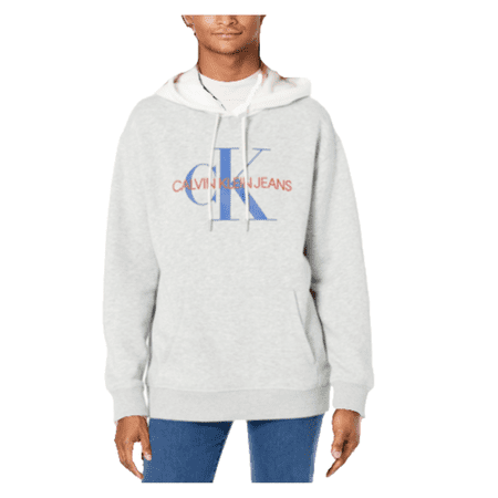 $79.50 Calvin Klein Men's Monogram Logo Fleece Hoodie, Heroic Grey Heather Lg