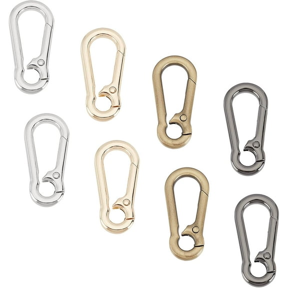 4 Colors Snap Hook Clips 8 Pack Keychain Clips Alloy Spring Snap Quick Link Hook 1.8 Inch Push Gate Lanyard Clip Hooks D Ring Clasps for Key Jewelry DIY Crafts Bag Accessories