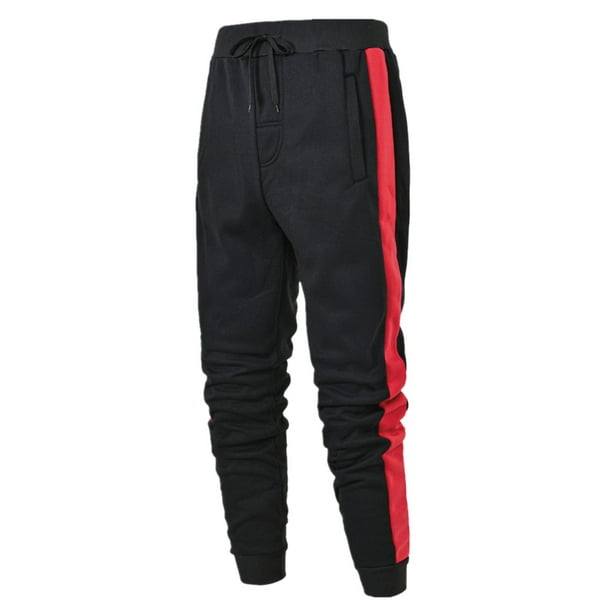 Men Hip Hop Pants Casual Spliced Solid Color Track Cuff Lace Up Workout ...