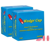 Dixon Wedge Pencil Cap Erasers, Pink, 144 Per Pack, 2 Packs