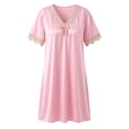 thumbnail image 3 of Women's Ice Silk Lace Trim Nightgown Short Sleeve Cooling Sleep Dress Breathable Lightweight Summer Nightshirt Loose Casual Lounge Dress Soft Comfortable Homewear for Women, 3 of 3