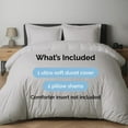 thumbnail image 3 of CGK Linens 3-Piece Premium Duvet Cover Set - Full Size Soft Comforter Cover With Zipper & Matching Pillowcases, Light Grey, 3 of 7
