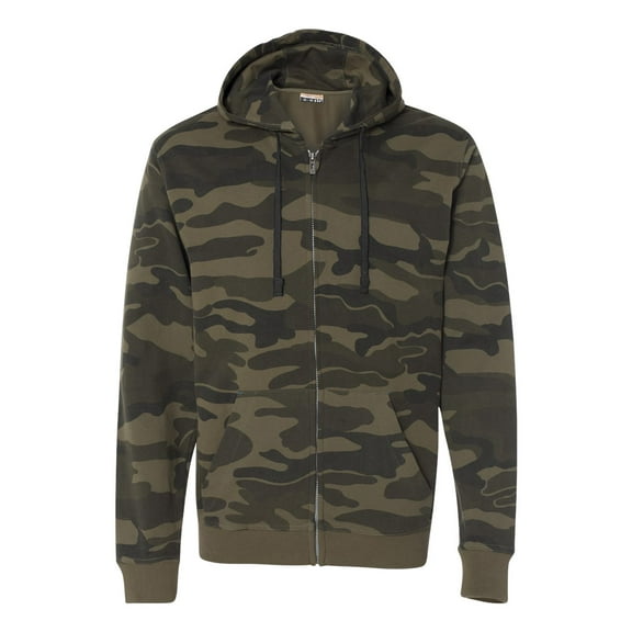 Burnside Men's French Terry Full-Zip Hooded Sweatshirt - GREEN CAMO - 2XL