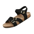 thumbnail image 2 of Women's Adjustable Buckle Sandals, Cork Footbed Women's Summer Sandals, Open Toe Casual Walking Sandals, Women's Buckle Strap Sandals Cork Footbed Open Toe Adjustable Casual Summer Shoes, Black 5.5, 2 of 6
