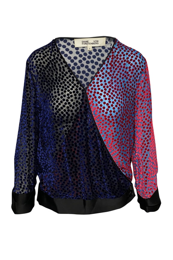 Pre-Owned Diane Von Furstenberg Semi Sheer Blouse in Black Viscose