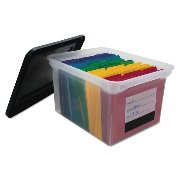 Innovative Storage Designs File Tote with Contents Label, Letter/Legal, Clear/Black