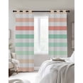 thumbnail image 4 of Peach Pink Green Ombre Kitchen Curtains Farmhouse Stripe Modern Cafe Short Curtains for Bathroom Blackout Window Curtain Grommet Small Window Treatment Tier Drapes for Bedroom Living Room 27.5"x39"x2, 4 of 9