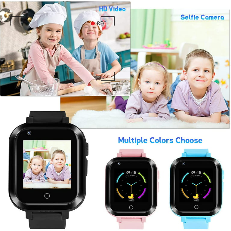 4G Kids Smart Watch w GPS Tracker, Phone Watch w Video Chat 3 Way-call  Wi-Fi SOS Touch Screen Child Tracker Phone Watches Christmas Birthday Gift  For