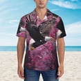 thumbnail image 2 of Honeii Flower Bald Eagle Print Men’s Hawaiian Shirt,Classic Button-Down Short Sleeve Shirt, for Beach, Vacation, and Outdoor Activities,3X-Large, 2 of 7