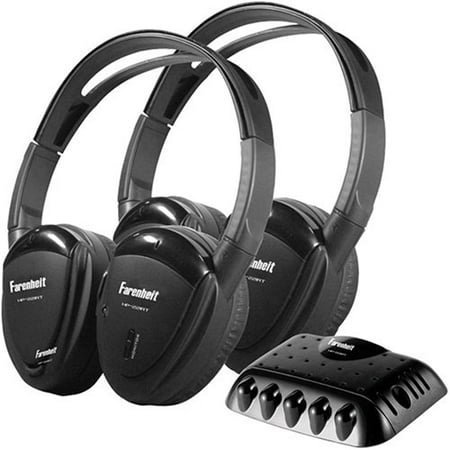 PowerAcoustic POWHP22IRTB 2 Swivel Ear Pad Single Channel Infrared Wireless Headphones with Transmitter