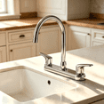 thumbnail image 6 of RV Kitchen Faucet 8 Inch Hole Spread Metallic Camper Sink Faucet, 360° Rotatable High Arc Gooseneck Leak-Proof for Motorhome Travel Trailer Mobile Home(Fit for 8 inch 2 or 3 Hole Sink), Chrome, 6 of 10