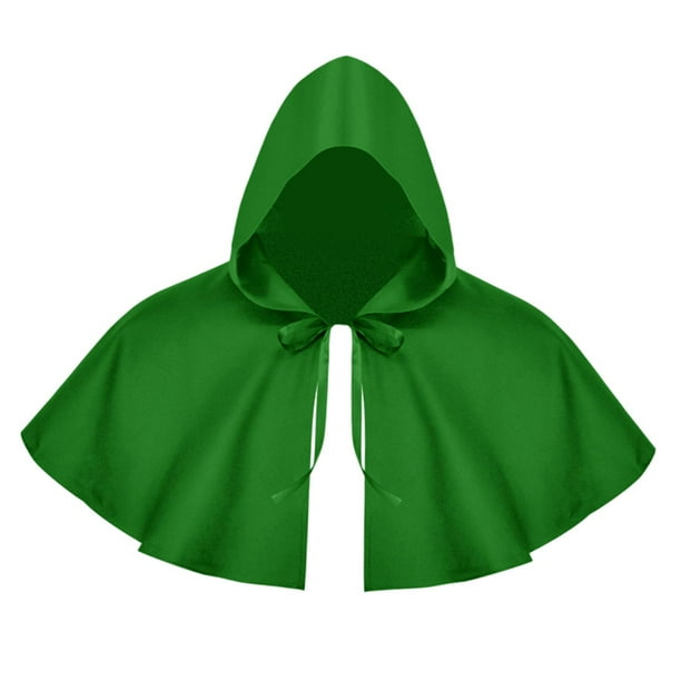 Cape Halloween Verte Et Noire à Capuche - Satin, Costume Adulte, Médiévale, Vampire, Sorcière, Carnaval