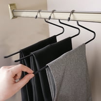 Hiroekza 3-Pack Heavy Duty Z Shaped Pants Hanger – Non Slip Space Saving Closet Organizer for Jeans Trousers Skirts – Durable Metal Closet Storage Rack for Home & Apartment Black
