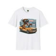 thumbnail image 3 of Wacky Boxer Driving a Muscle Car Unisex Softstyle T-Shirt, 3 of 10