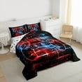 thumbnail image 4 of Homewish Red Blue Gamepad Full Size Comforter Sets, Neon Gradient Game Console Bedding Comforter Set, Cartoon Theme Reversible Bedding Sets, Microfiber Bedroom Decor, 3pcs, 4 of 9