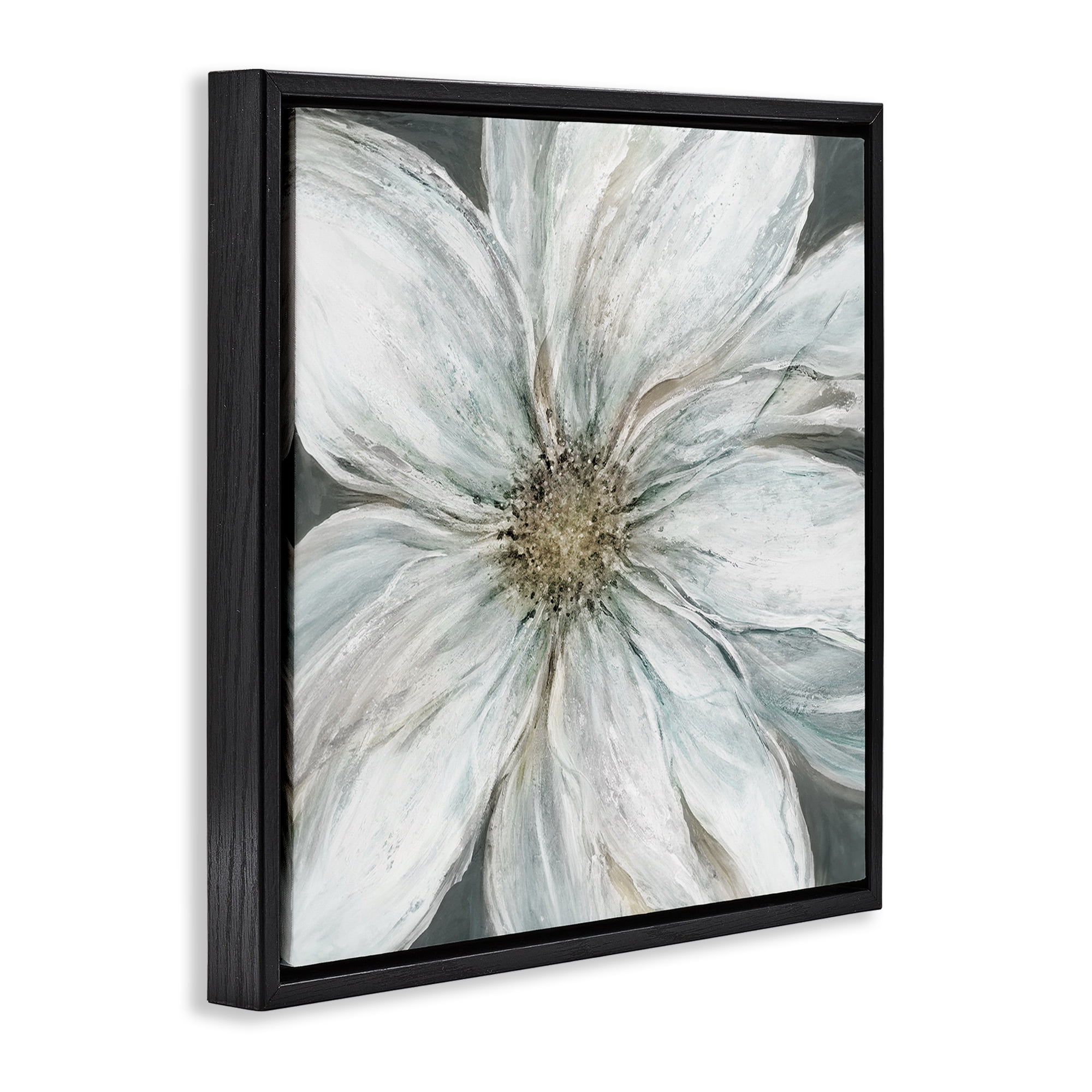 Stupell Industries Large White Flower Closeup Black Framed Floater Canvas Wall Art, design by Carol Robinson