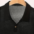 thumbnail image 5 of Boyscolos Men's Solid Color Turndown Collar Button Pullover Short Sleeve Knit Sweater, Breathable Casual Tops Black L, 5 of 7
