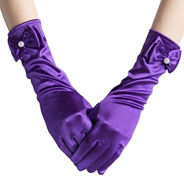 lpeach kids satin bowknot formal gloves girls princess costume gloves