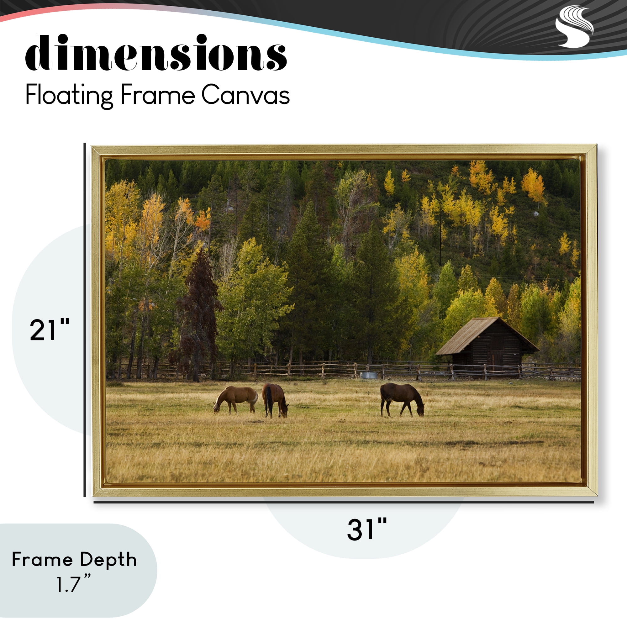 Stupell Industries Horses In Jackson Hole Gold Framed Floater Canvas Wall Art, design by Scott Stulberg