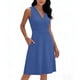 thumbnail image 3 of TaTaai Women's V-Neck Midi Nightgown Sleeveless Solid Color Fitted Casual Pocket Detail Knee Length Sleepwear Summer Dress Gift, 3 of 7