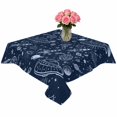 thumbnail image 2 of Navy Blue Cartoon Space Table Cloth Waterproof Tablecloths, Star Spacecraft Rocket Meteorite Tablecloth Dining Table Cover for Kitchen Party Tabletop Outdoor, Square Tablecloth 60x60 Inch, 2 of 9