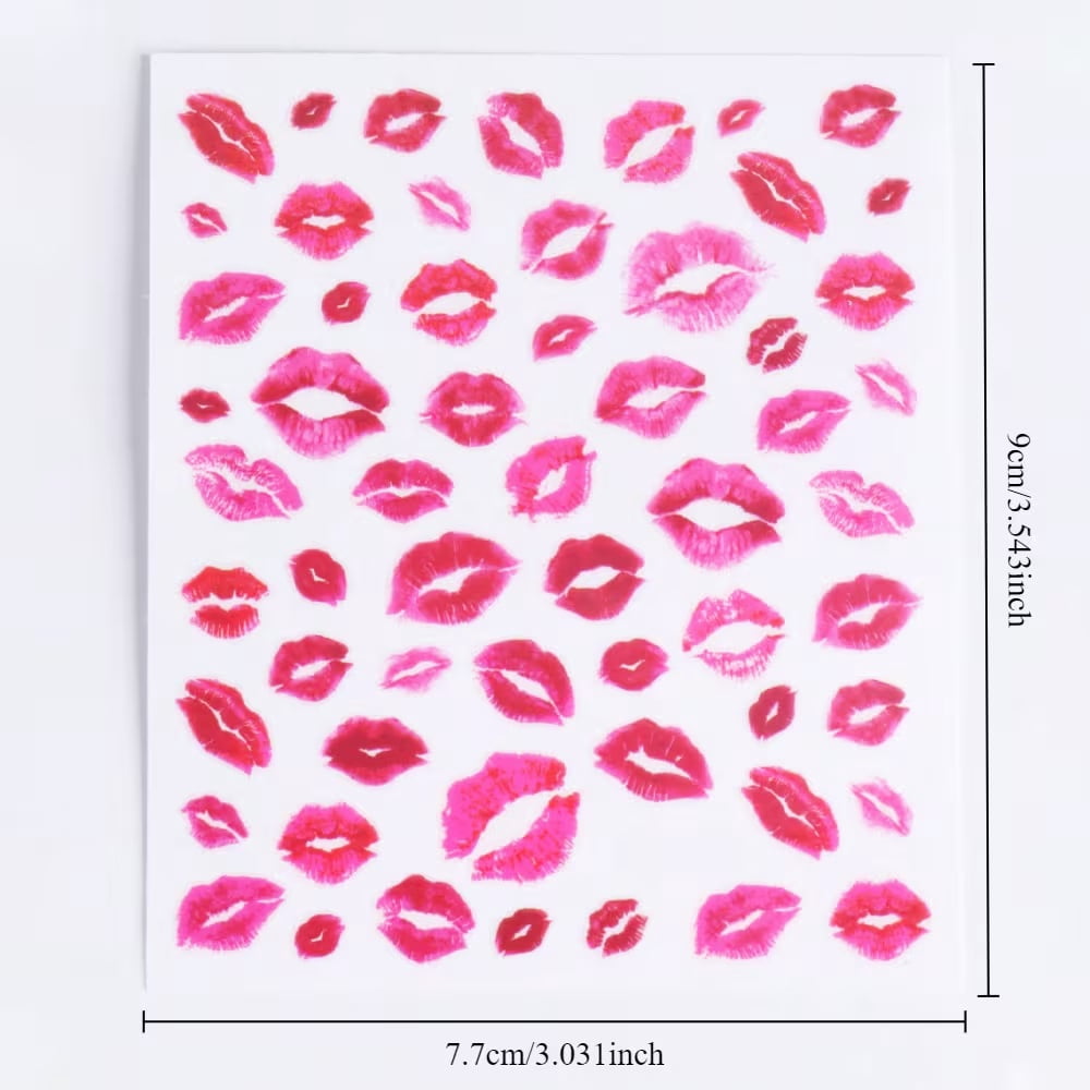 2pcs Sexy Red Lips Nail Art Stickers - Pink Lip Design Self-Adhesive Nail Decals for Creative Nail Decoration