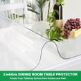 thumbnail image 2 of 20X96 Inch 1.5mm Thick Clear Plastic Tablecloth Rectangle PVC Vinyl Pet Carpet Protector Crystal Clear Table Cover Conference Desk Top Pad Protector Clear Plastic Table Runner End Tabletop Pad, 2 of 5