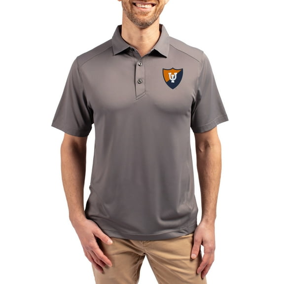 Men's-Cutter & Buck Gray Illinois Fighting Illini Forge Eco Stretch Recycled Polo