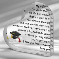 Heart-Shaped Acrylic Keepsake Plaque With Inspirational Graduation Message - Perfect Gift For High School, College, Or Phd Graduates - Desk Decor For Celebrations, Gift Birthday Gift