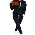 thumbnail image 1 of Femmes 2PCS Ensemble Long Dessin Sangles Slim-Fit Sweatshirt et Pantalon de Survêtement Ensemble, 1 of 5