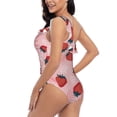 thumbnail image 4 of Picia Strawberries Pattern Women's One Piece Swimsuits,One Shoulder Swimwear Asymmetric ,Ruffle Monokinis Bathing Suits,High Waisted Flattering Bathing Suits-XX-Large, 4 of 8