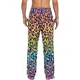 thumbnail image 6 of Men's Pajama Pants with Pockets Sleepwear Lounge Pants Stretch Casual Rainbow Gradient Leopard, 6 of 6