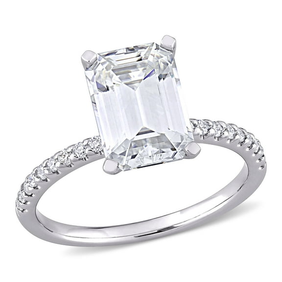Everly Women's Created Moissanite 10K White Gold Engagement Ring