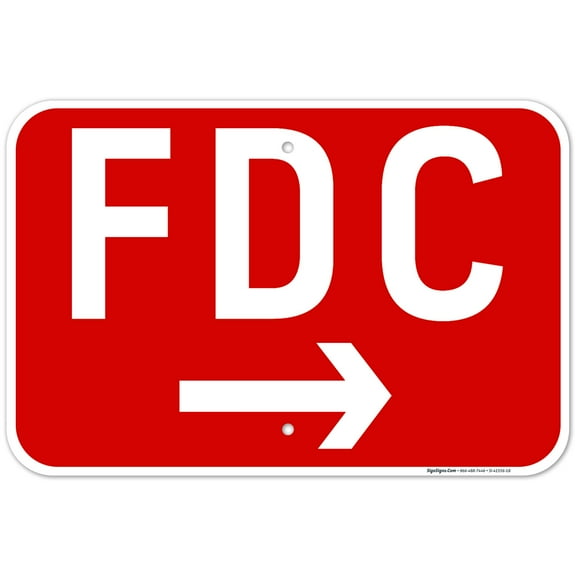 FDC Right Arrow Sign, Red Background,