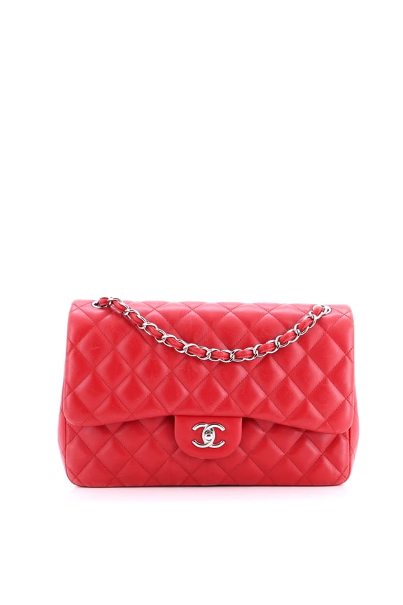 Pre-Owned Classic Double Flap Bag Quilted Lambskin Jumbo By Rebag