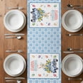 thumbnail image 4 of Table Runner 70 Inches Long for Kitchen Dining, Spring Easter Dresser Scarf Farmhouse, Dining Table Decorations for Wedding/Parties, Watercolor Floral Eggs Rabbits Truck Blue 13 x 70 In, 4 of 8
