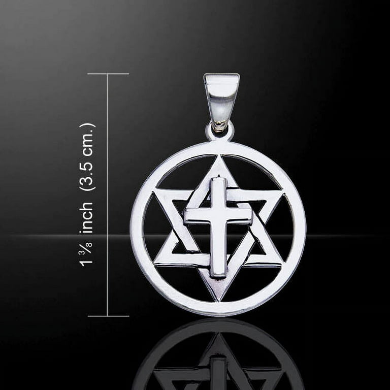 Cross Star of David .925 Sterling Silver Pendant by Peter