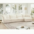thumbnail image 6 of Modern L Shape Sectional Sofa with 4 Seats, Cream Chenille Fabric, 220×80×75cm, 6 of 21