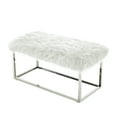 thumbnail image 4 of Inspired Home Renoir Faux Fur Chrome Metal Frame Ottoman Bench White/ Chrome, 4 of 8