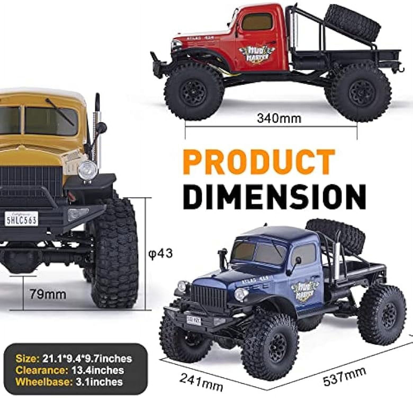 RocHobby Atlas 1/10 RC Crawler, 4WD 2.4Ghz RC Rock Truck Off Road, Hobby RC Car Indoor&Outdoor 2 in 1, RC Vehicles for Adults Need to Complete with Battery, Orange