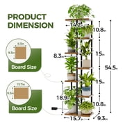 Bamworld Tall Plant Stand Indoor 7 Tier Metal Plant Shelf With plant lights Black Plant Holder Large Plant Rack for Mutiple Plants Pots for Patio Garden Corner Balcony Living Room