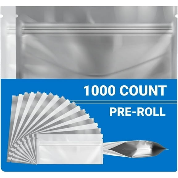 Loud Lock Mylar Bags 1000 Count 2.27" x 6" White/Clear - Resealable Food Storage Mylar Bags