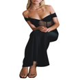 thumbnail image 2 of Chic Mesh See-Through Dress with Off-Shoulder Bodycon Silhouette for Women, 2 of 9