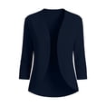 thumbnail image 6 of Women's Lightweight 3/4 Sleeve Bolero Shrug Open Front Cardigan Curved Hem Soft Stretch Cover Up for Evening Dress Wedding Guest, Navy, M, 6 of 10
