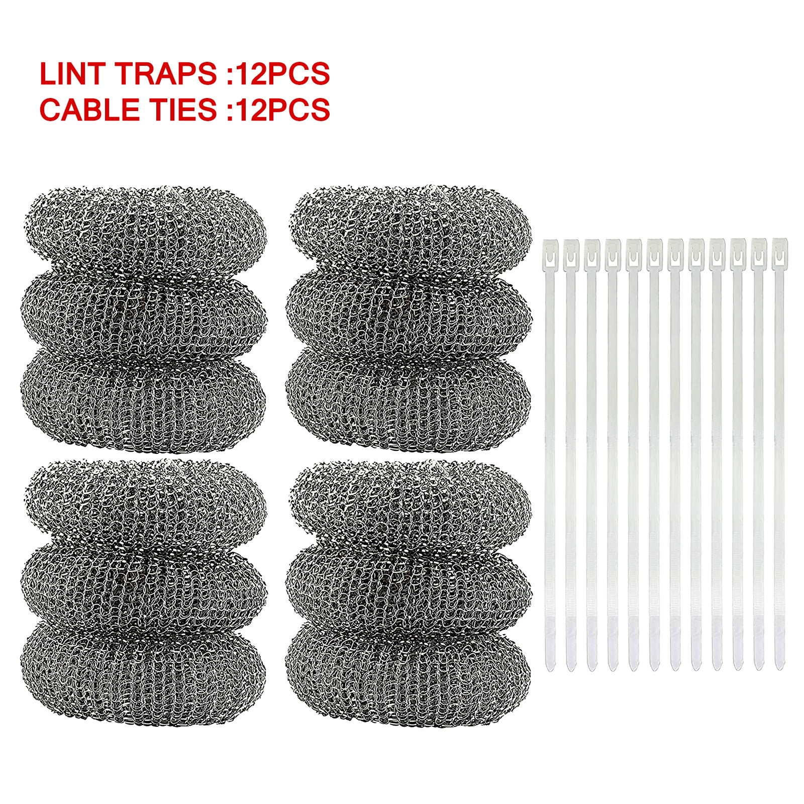 12pcs Washing Machine Lint Traps Cable Ties Snare Filter Screen