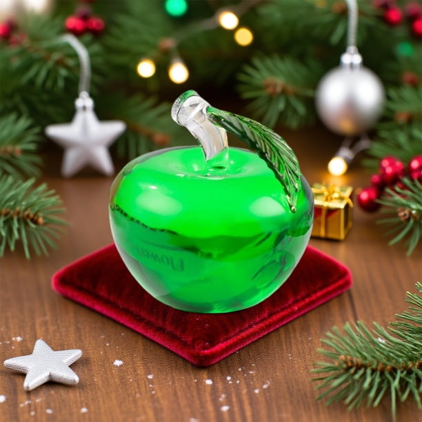 Adorno Navideño de Manzanas de Cristal | Manzanas de Cristal Verde - 5X5Cm - Decoración Festiva y Regalo | 1 Unidad