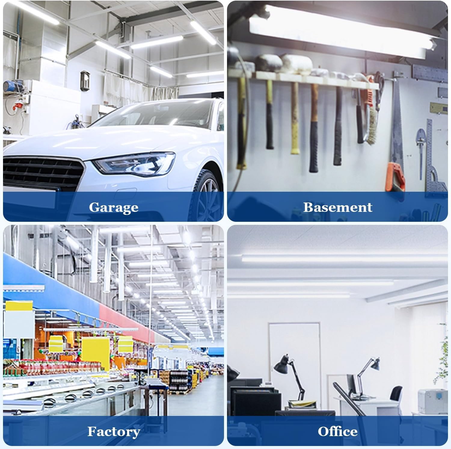dephen 4FT LED Linear Strip, 20W/30W/40W Selectable Shop Light, 5280Lumens 4 CCT Tunable 3000K-5000K, Hardwired Ceiling Lighting for Garage, Office, Warehouse, Supermarket UL-Listed