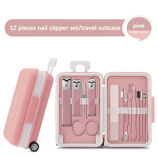 Fiudx Set de Manicura, Cortaúñas de Acero Inoxidable de 12 Piezas, Herramientas Ergonómicas para Uñas, Estuche de Viaje Portátil Incluido, Solución para El Cuidado de Las Uñas, Alivio de La Paroniqui