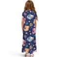 thumbnail image 2 of Uourmeti Kids Girls Short Sleeve Axolotl Ocean Print Dress Summer Casual Loose Dresses Cute Holiday Long Maxi Dress with Pockets, Size 9-10 Years, 2 of 7