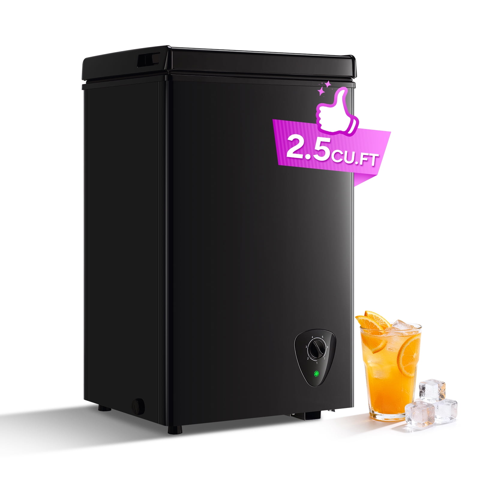 JIEJIA 2.5 cu.ft Compact Chest Freezer, Mini Freezer with Adjustable Temperature, 2 Removable Baskets, Top Open Door, Energy Saving, White